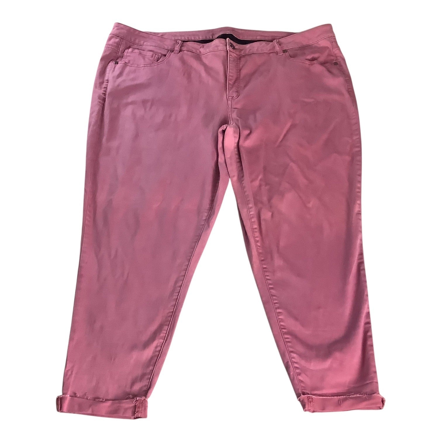 Lane Bryant Womens Super Stretch Ankle Skinny Jeans Size 26 Pink Rolled Hem