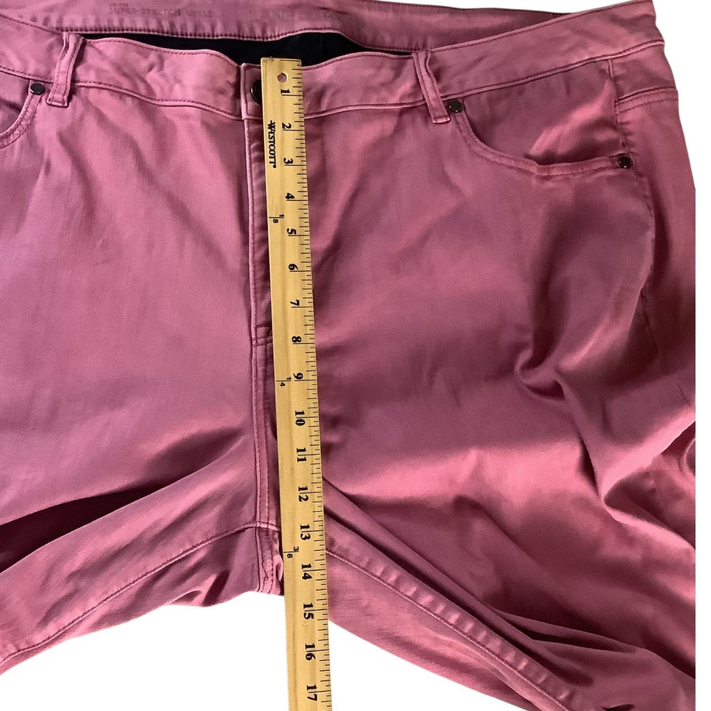 Lane Bryant Womens Super Stretch Ankle Skinny Jeans Size 26 Pink Rolled Hem