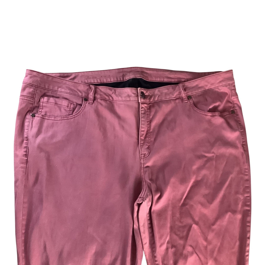 Lane Bryant Womens Super Stretch Ankle Skinny Jeans Size 26 Pink Rolled Hem