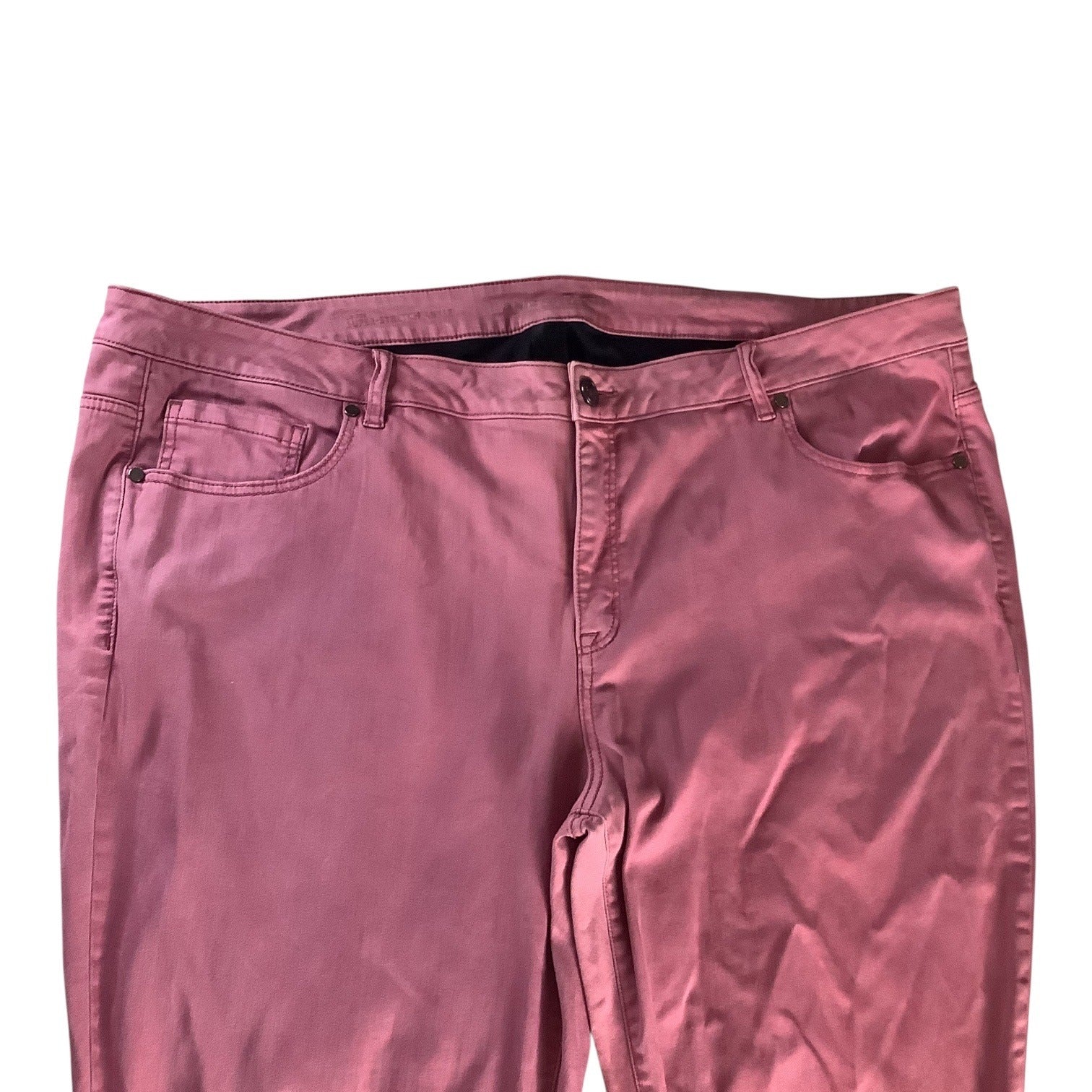 Lane Bryant Womens Super Stretch Ankle Skinny Jeans Size 26 Pink Rolled Hem