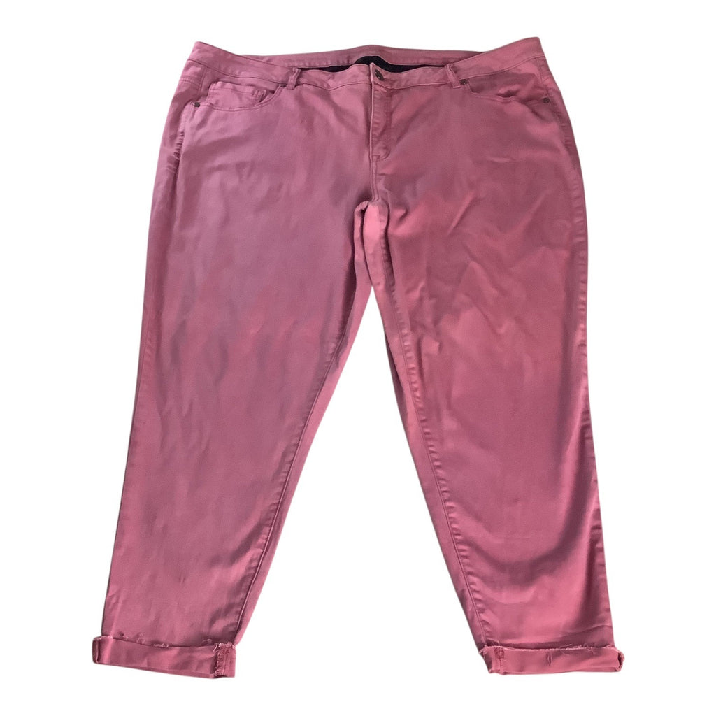 Lane Bryant Womens Super Stretch Ankle Skinny Jeans Size 26 Pink Rolled Hem