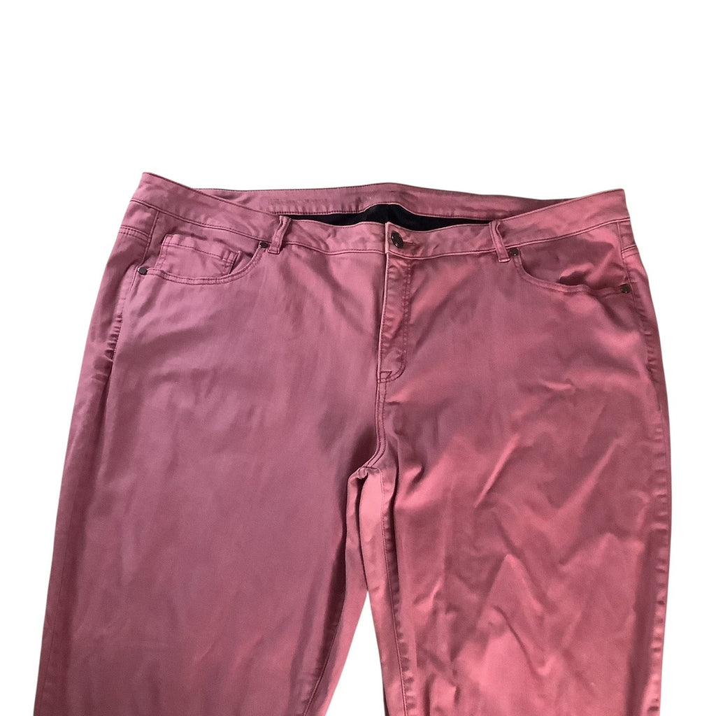 Lane Bryant Womens Super Stretch Ankle Skinny Jeans Size 26 Pink Rolled Hem