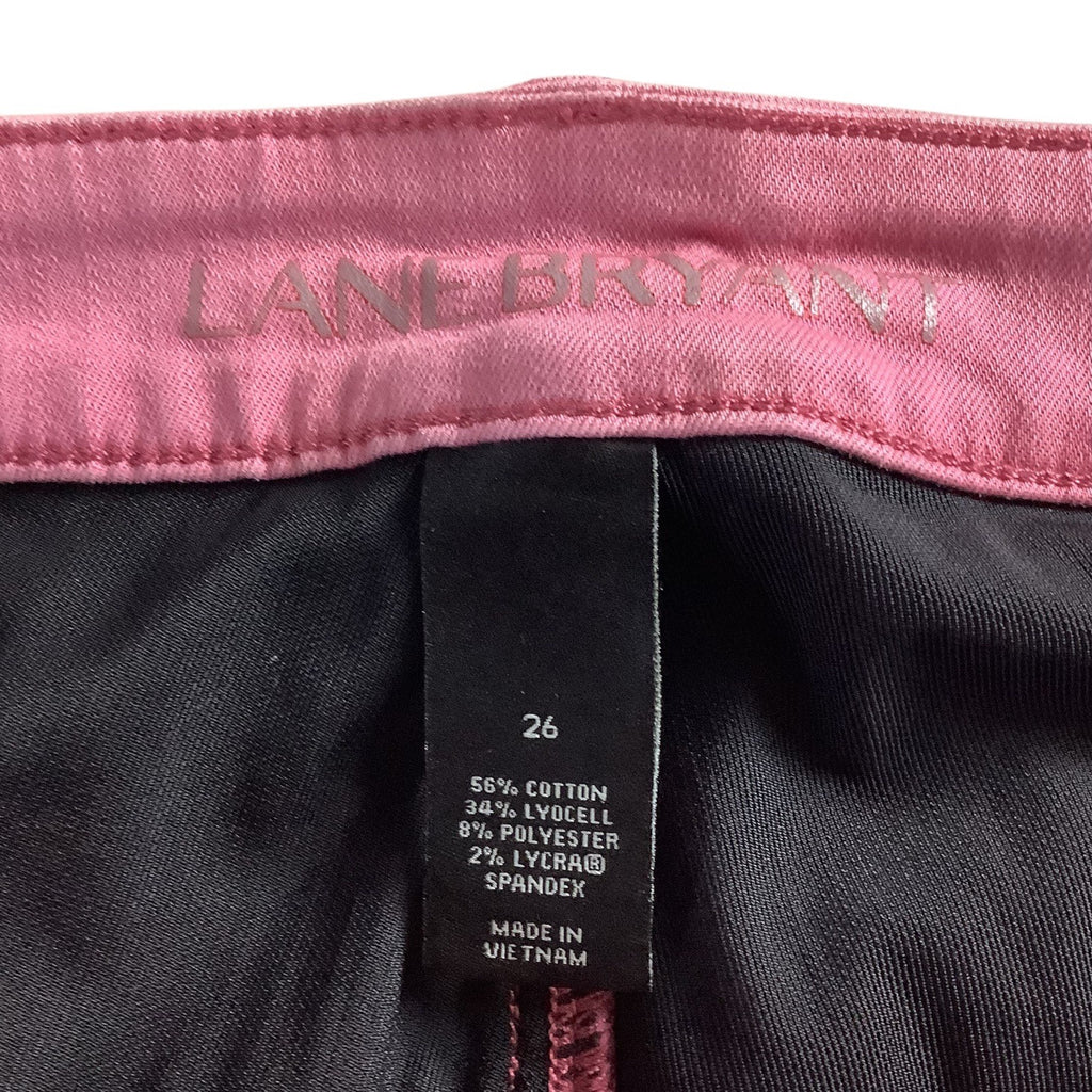 Lane Bryant Womens Super Stretch Ankle Skinny Jeans Size 26 Pink Rolled Hem