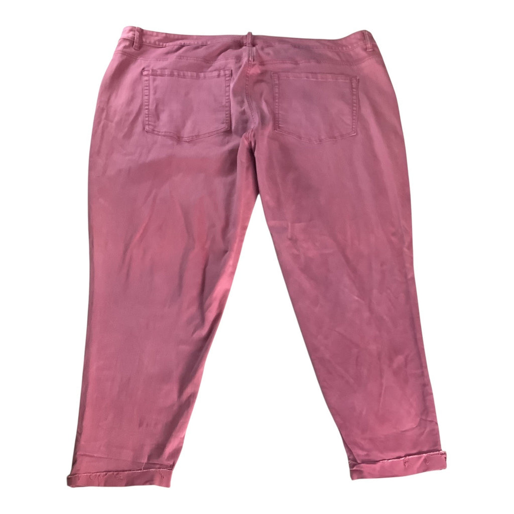 Lane Bryant Womens Super Stretch Ankle Skinny Jeans Size 26 Pink Rolled Hem