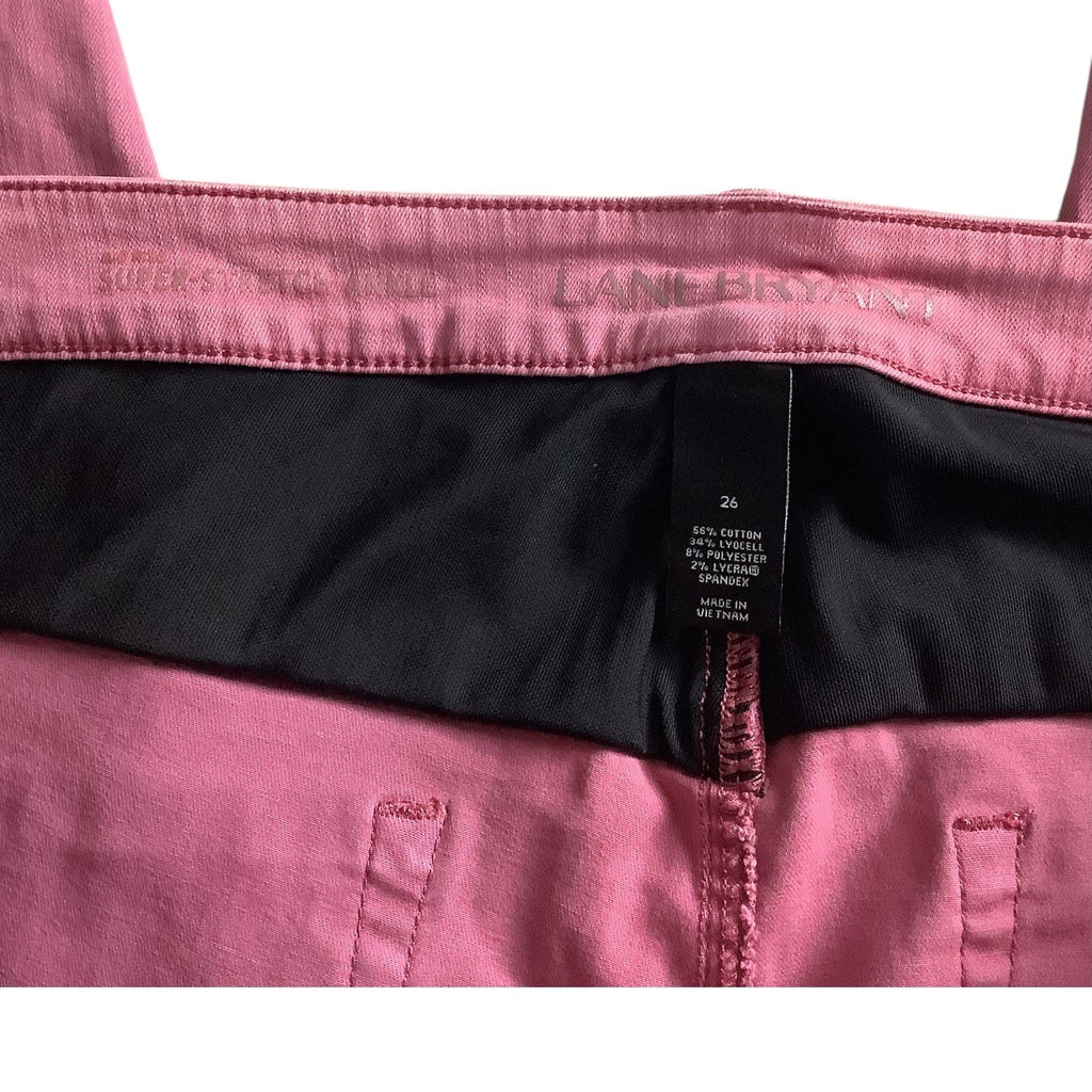 Lane Bryant Womens Super Stretch Ankle Skinny Jeans Size 26 Pink Rolled Hem