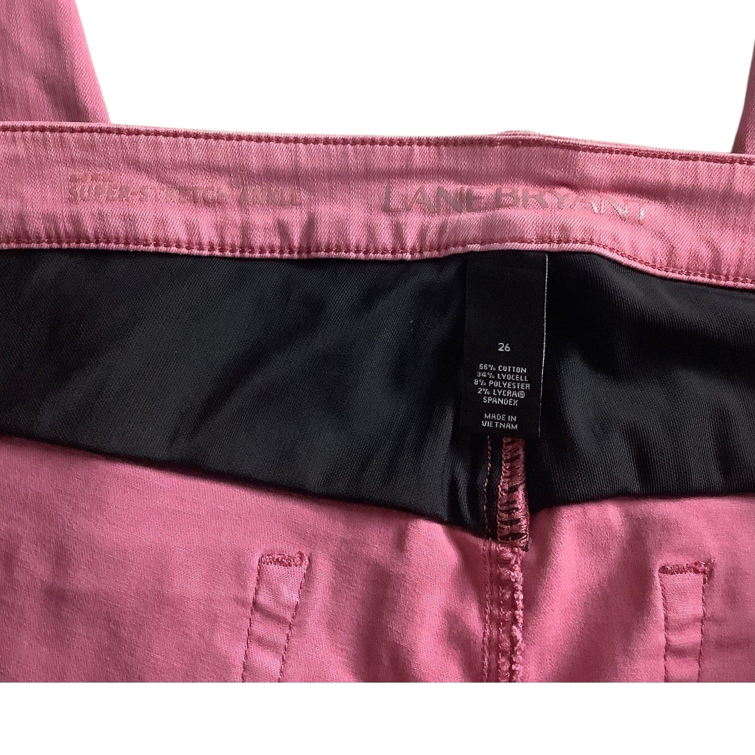 Lane Bryant Womens Super Stretch Ankle Skinny Jeans Size 26 Pink Rolled Hem