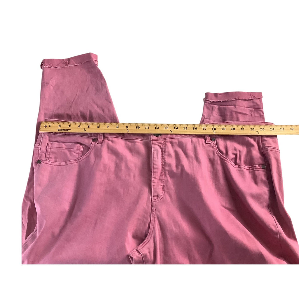 Lane Bryant Womens Super Stretch Ankle Skinny Jeans Size 26 Pink Rolled Hem