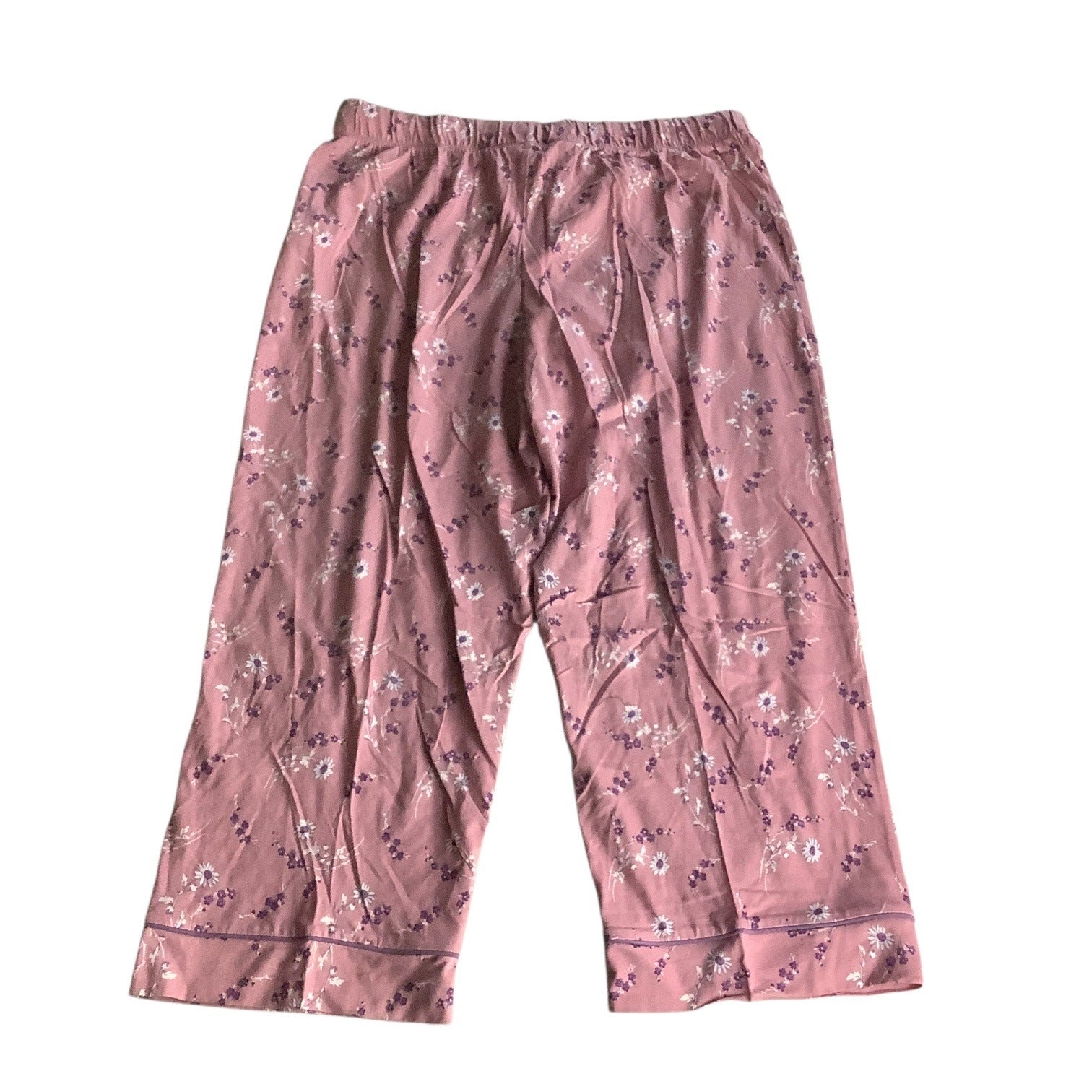 Charter Club Women's Notch Collar & Cropped Pajama Pants Set Pink Size M