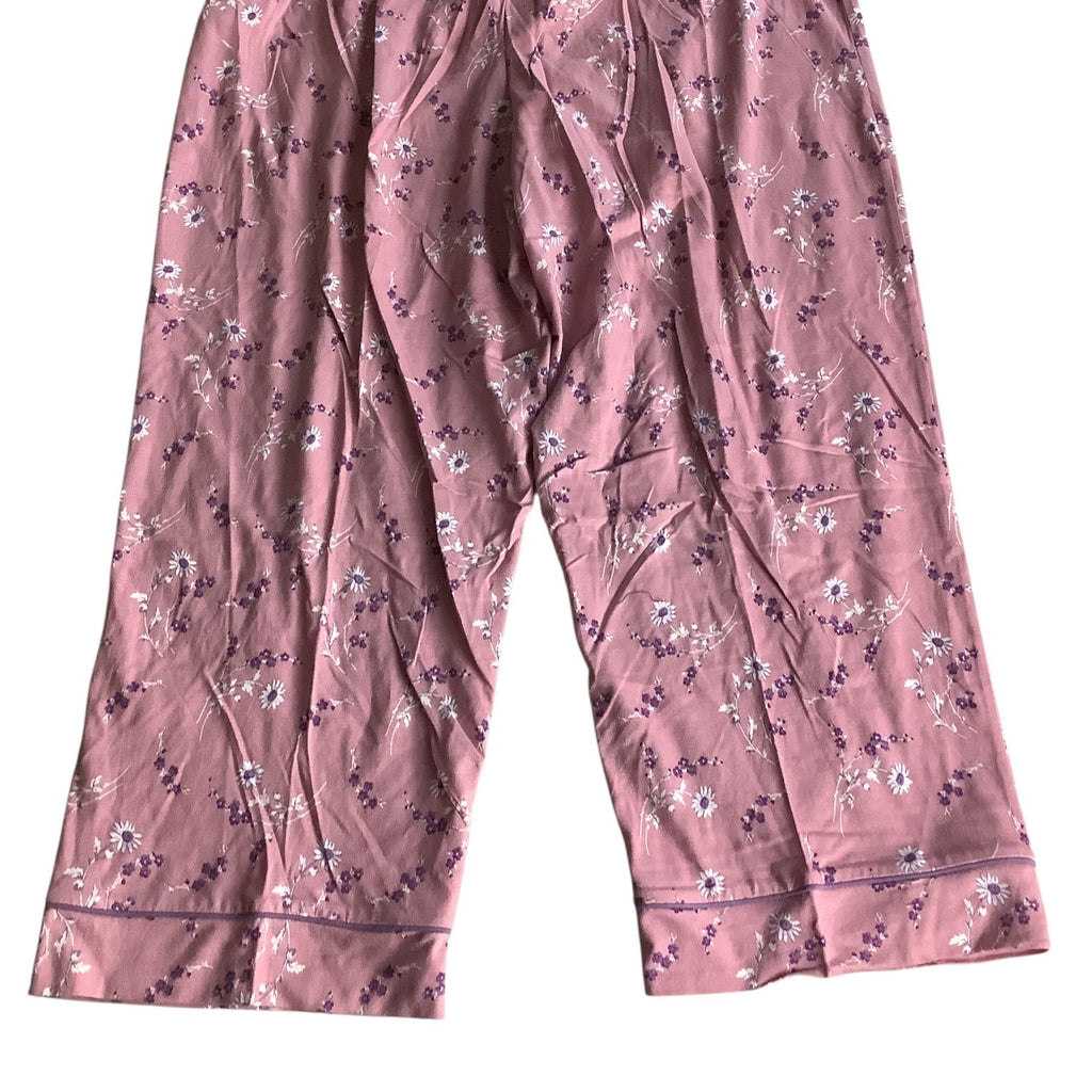 Charter Club Women's Notch Collar & Cropped Pajama Pants Set Pink Size M