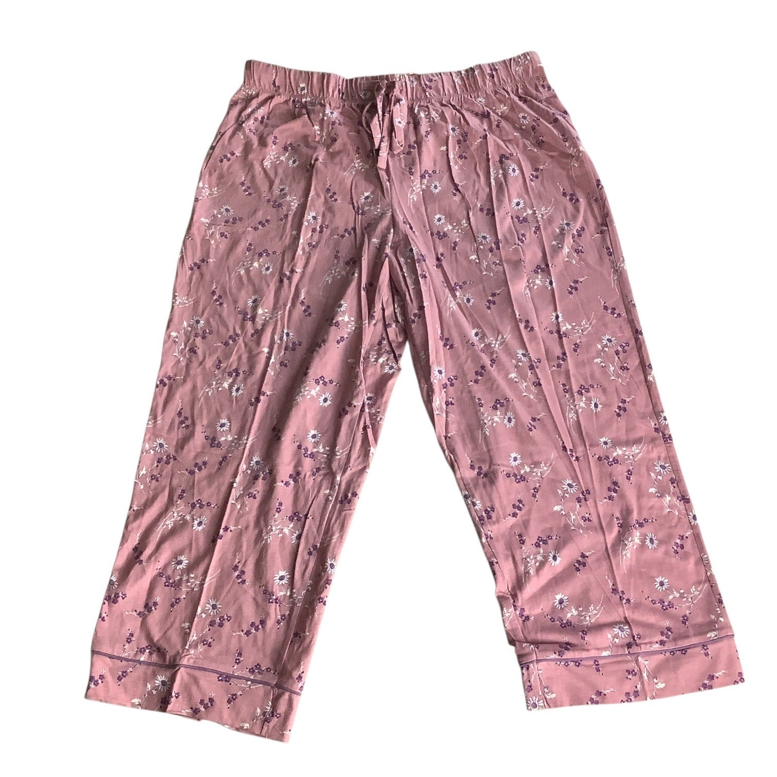 Charter Club Women's Notch Collar & Cropped Pajama Pants Set Pink Size M