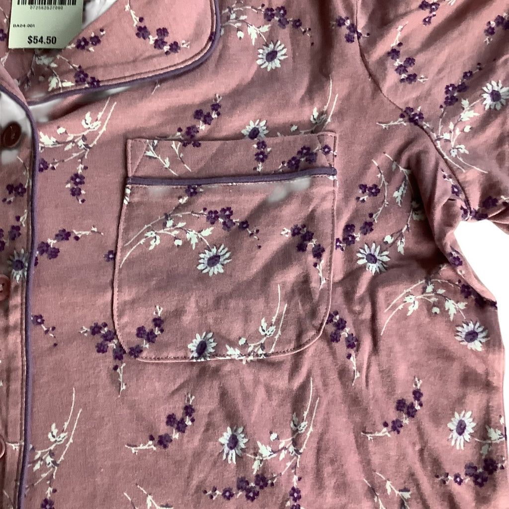 Charter Club Women's Notch Collar & Cropped Pajama Pants Set Pink Size M