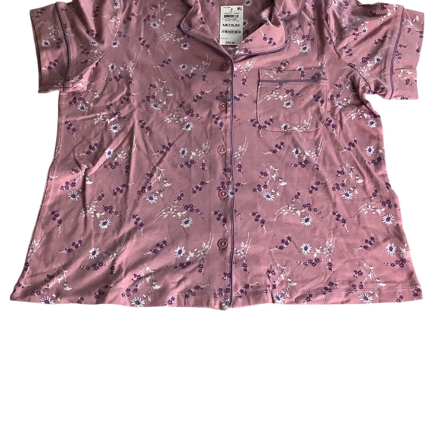 Charter Club Women's Notch Collar & Cropped Pajama Pants Set Pink Size M