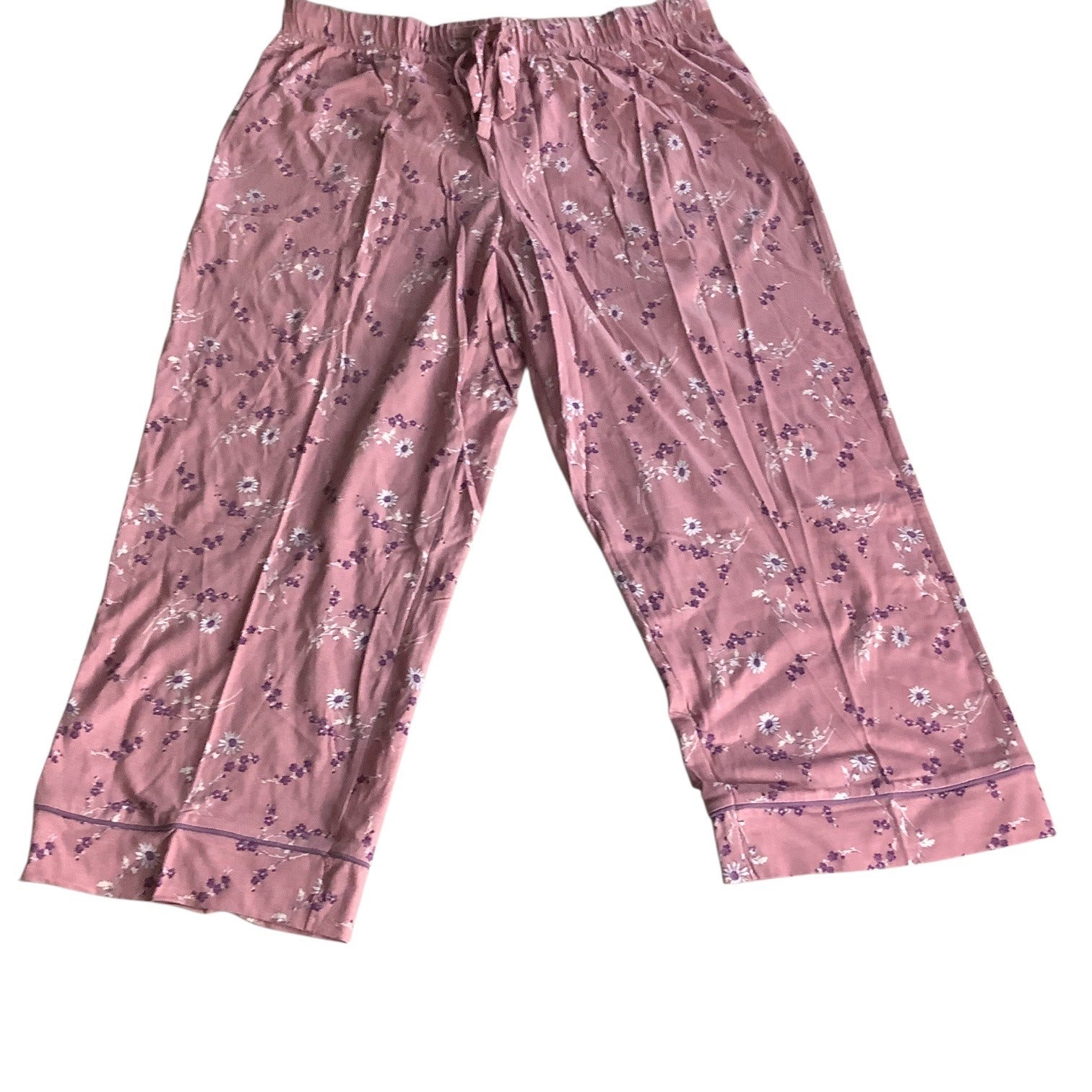 Charter Club Women's Notch Collar & Cropped Pajama Pants Set Pink Size M