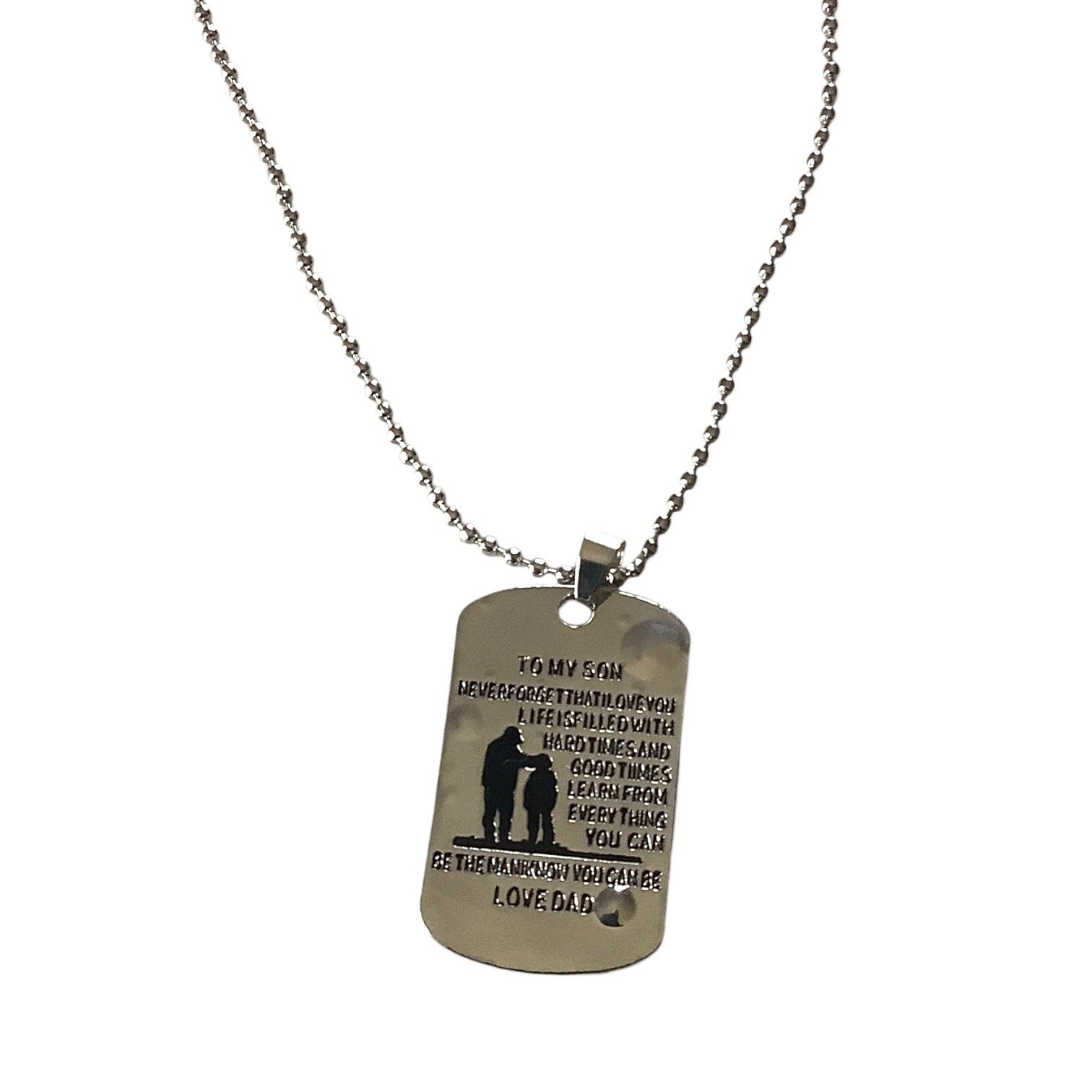 To My Son Dog Tag Necklace From Dad Stainless Steel Inspirational Pendant Gift