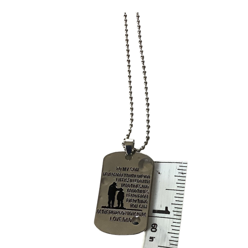 To My Son Dog Tag Necklace From Dad Stainless Steel Inspirational Pendant Gift
