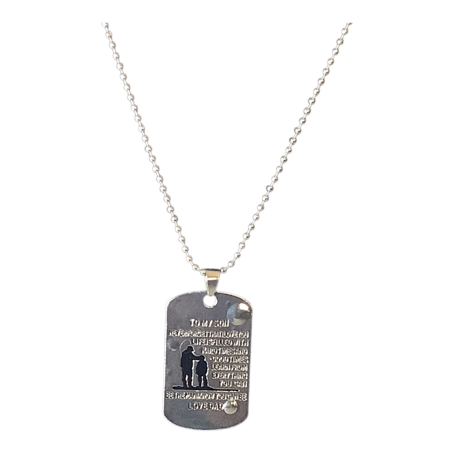 To My Son Dog Tag Necklace From Dad Stainless Steel Inspirational Pendant Gift