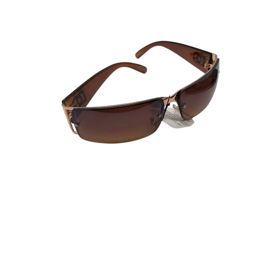 Fashion Brown Rectangle Sunglasses Womens UV400 Brown Tinted Lenses Eyewear