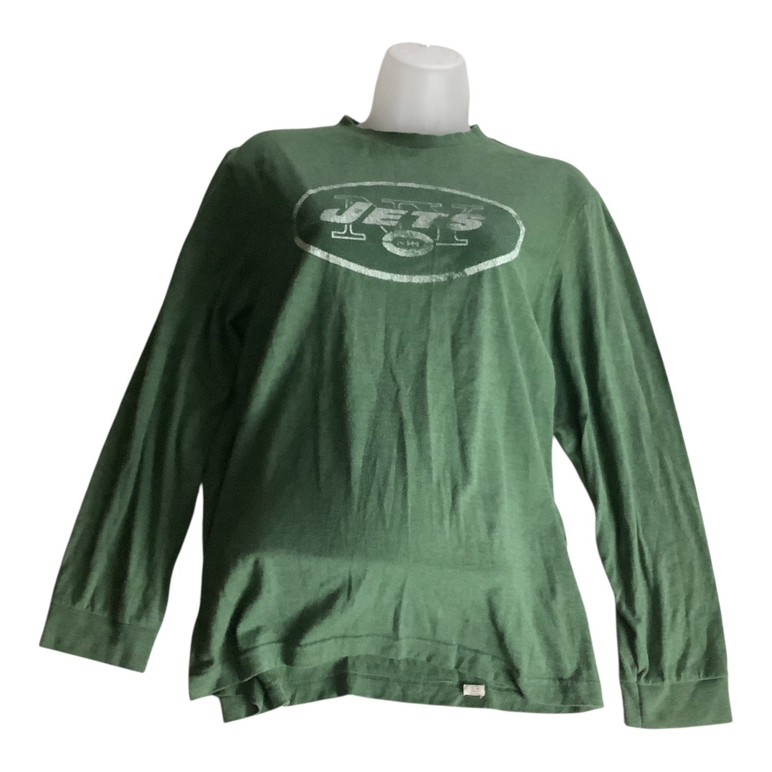 New York Jets NFL Womens Long Sleeve Crew Neck T-Shirt XL Green Logo Football Tee