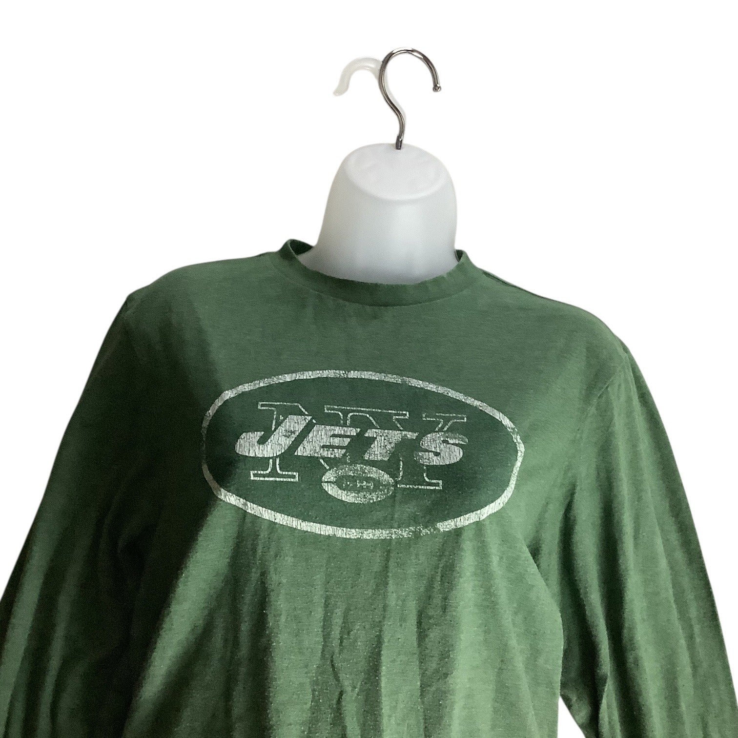 New York Jets NFL Womens Long Sleeve Crew Neck T-Shirt XL Green Logo Football Tee
