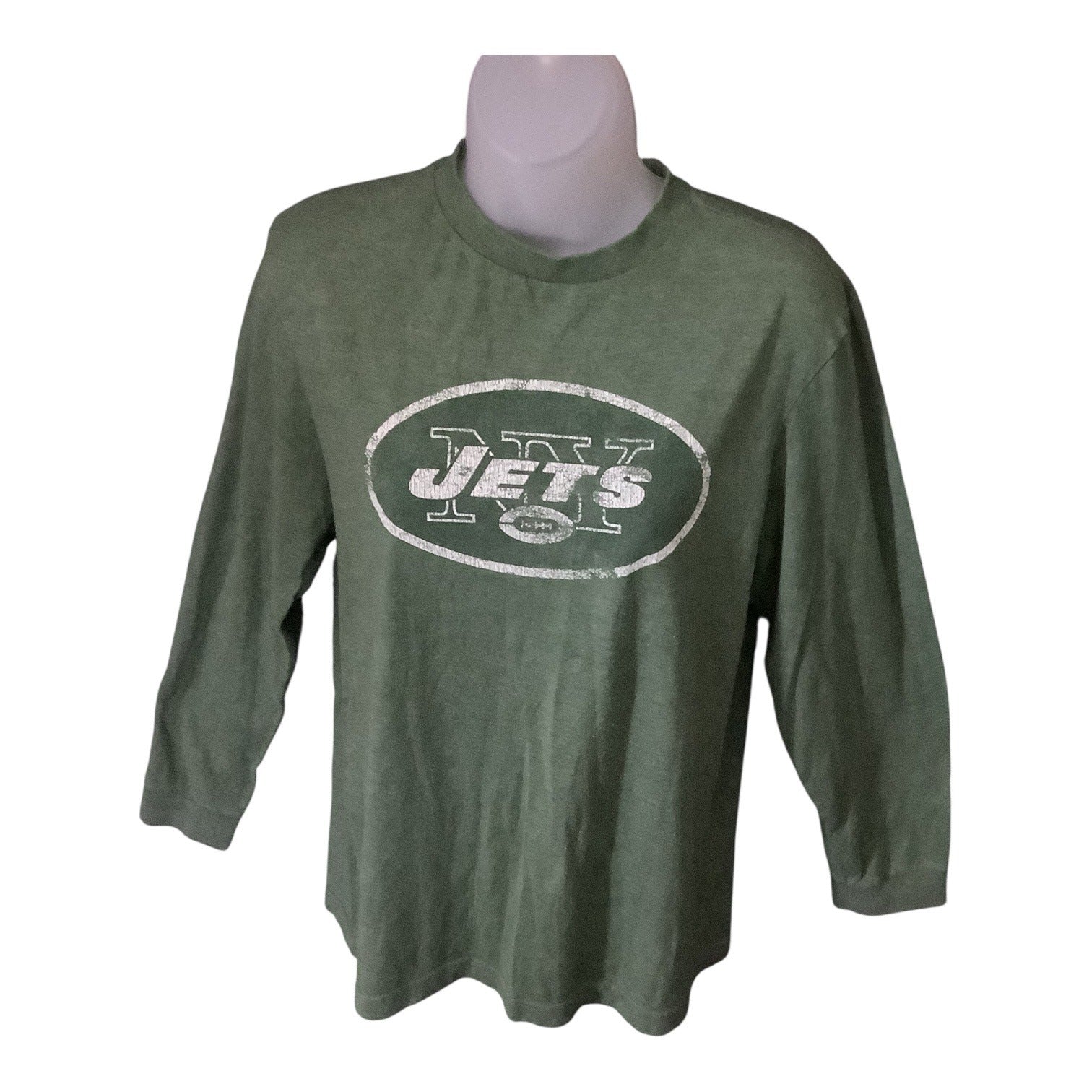 New York Jets NFL Womens Long Sleeve Crew Neck T-Shirt XL Green Logo Football Tee