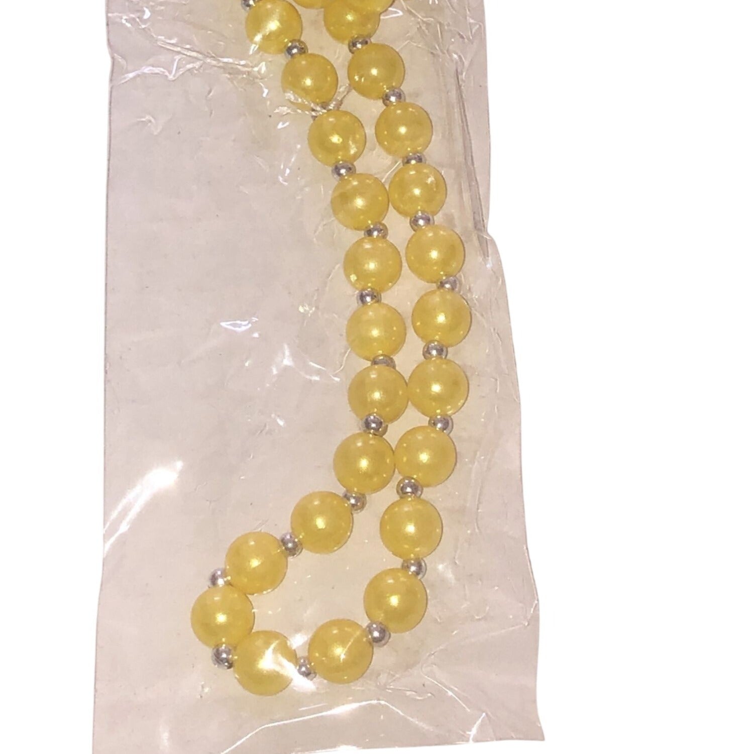 Fashion Jewelry Yellow Bead Necklace Set With Matching Ring & Earrings