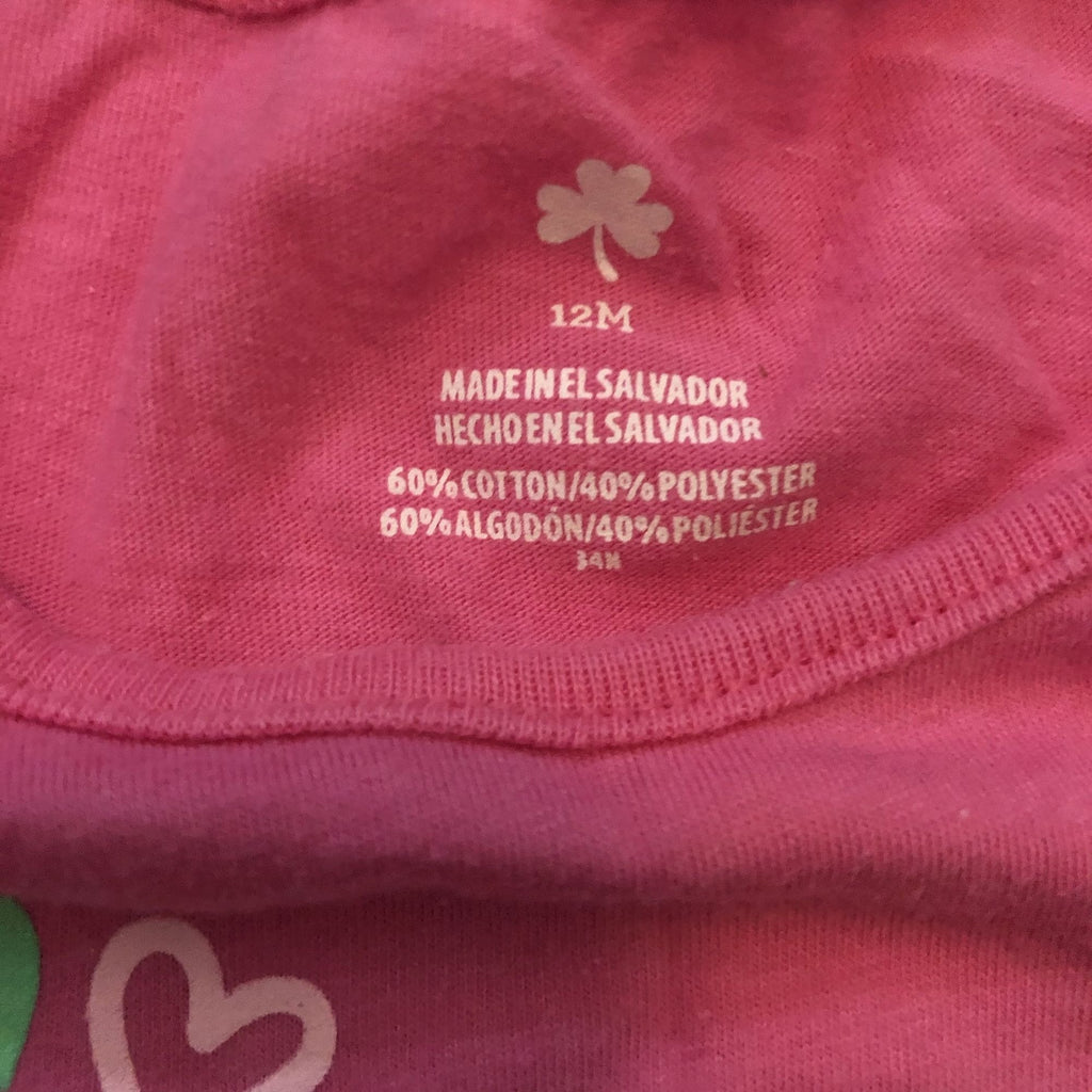 Baby Girls Graphic Tee Cute Fun Lucky Design 12M Pink & Green St. Patrick's Day