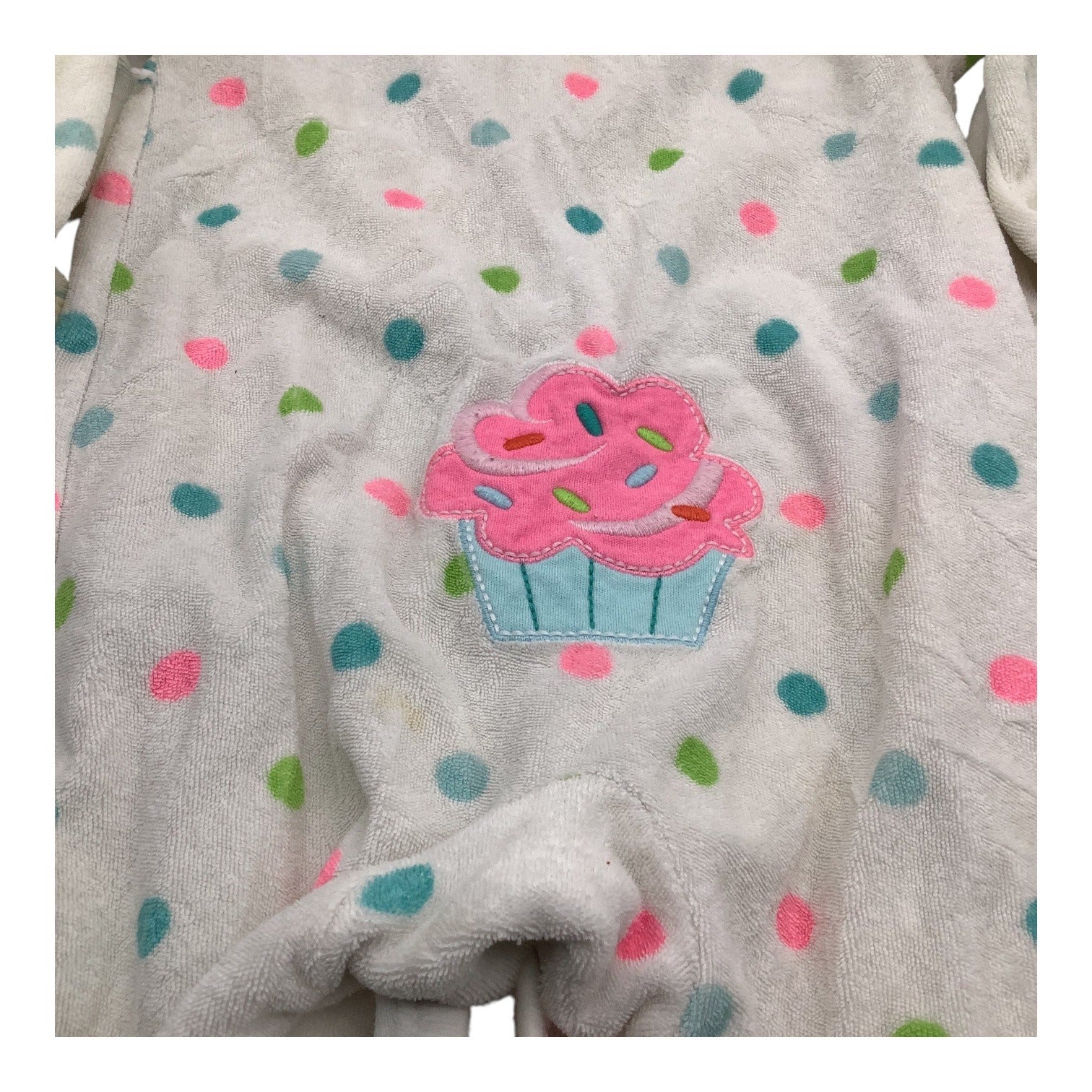 Lot Of 2 Carter's Baby Girl Pajamas Size 9M Footed Sleeper Polka Dots & Hearts