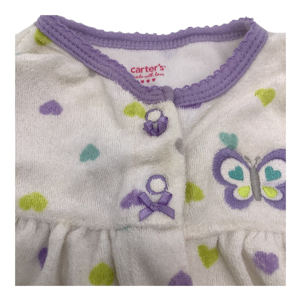 Lot Of 2 Carter's Baby Girl Pajamas Size 9M Footed Sleeper Polka Dots & Hearts