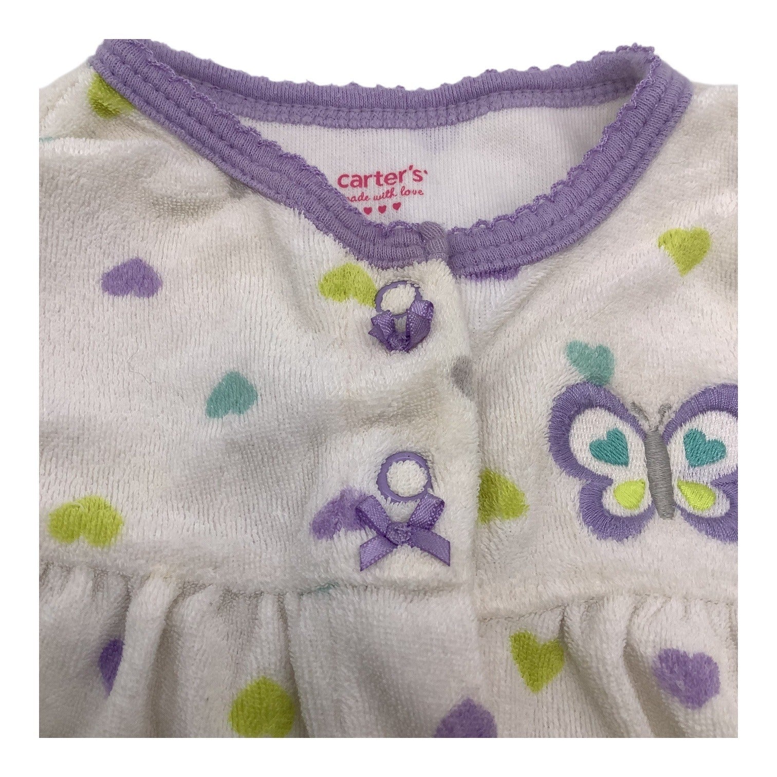 Lot Of 2 Carter's Baby Girl Pajamas Size 9M Footed Sleeper Polka Dots & Hearts