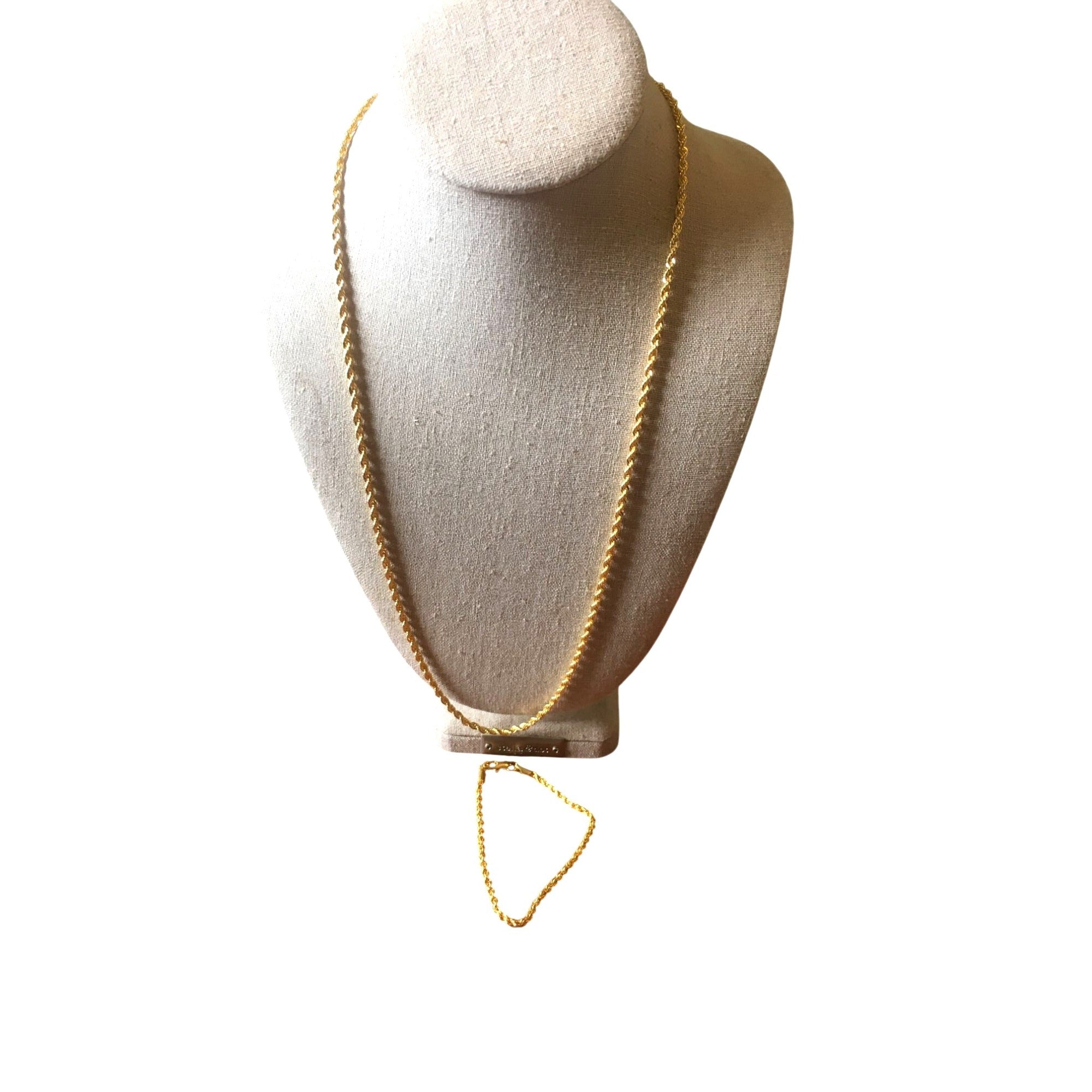 Gold Tone Metal Necklace & Bracelet Set 24" NWOT