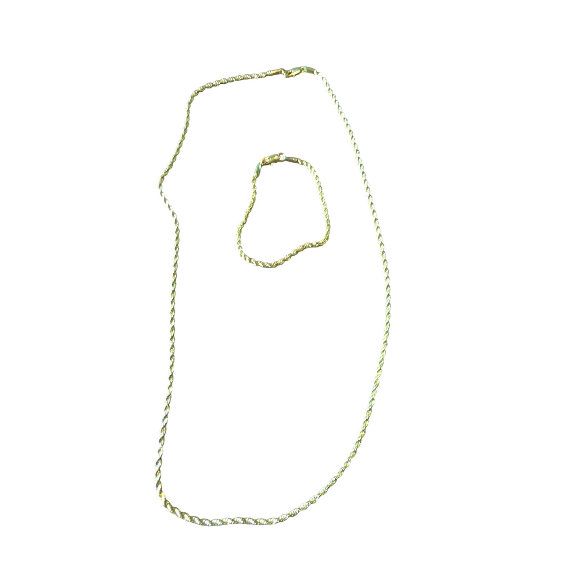 Gold Tone Metal Necklace & Bracelet Set 24" NWOT