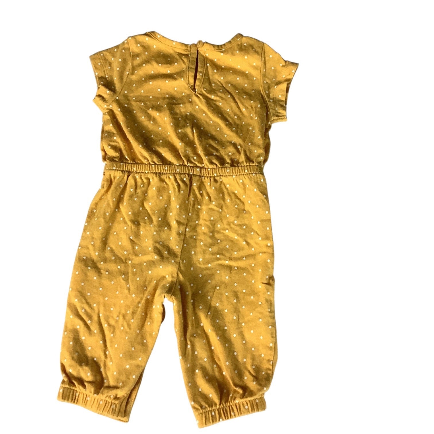 Old Navy Baby Girls Jumpsuit Yellow White Polka Dots Short Sleeve 0-3M One Piece