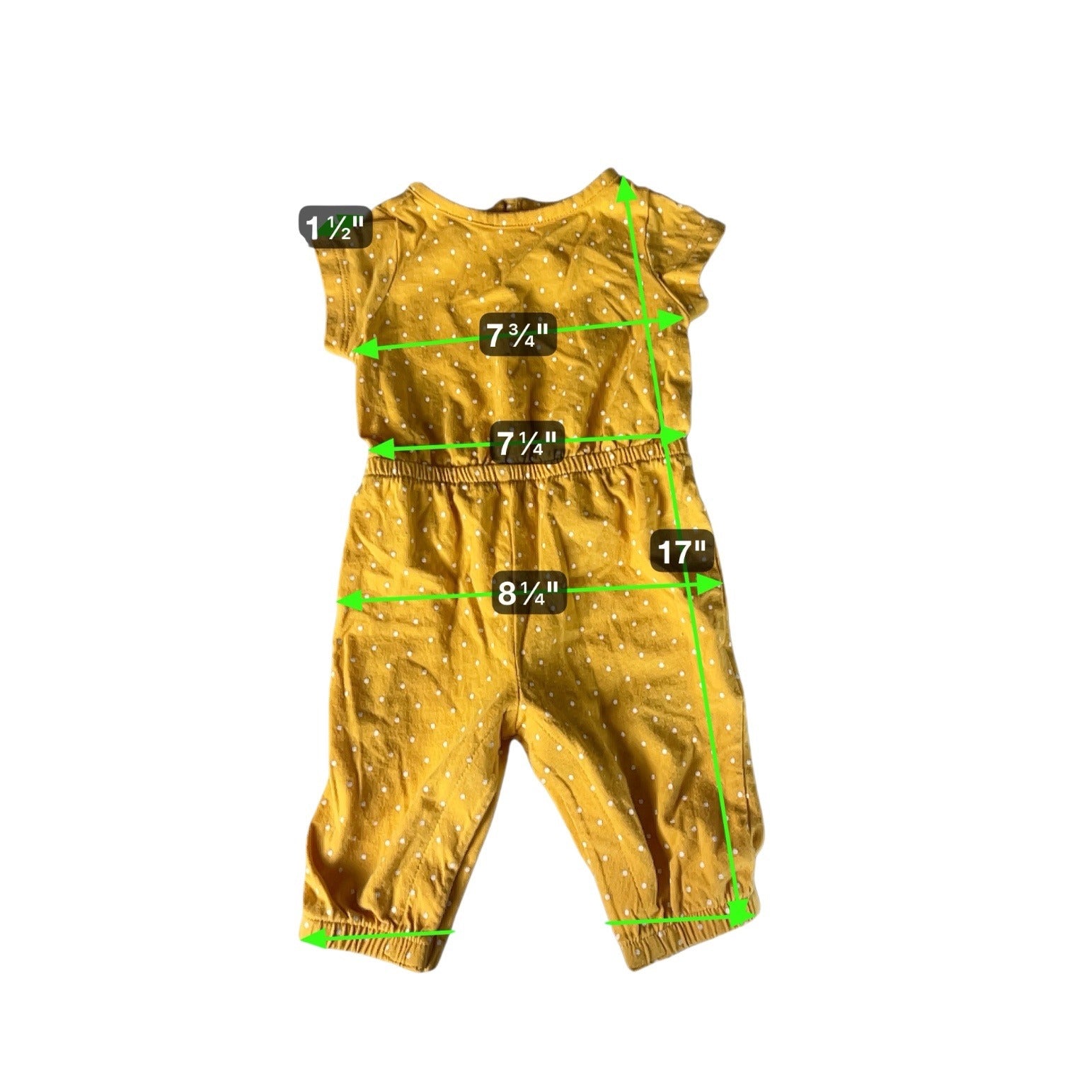 Old Navy Baby Girls Jumpsuit Yellow White Polka Dots Short Sleeve 0-3M One Piece