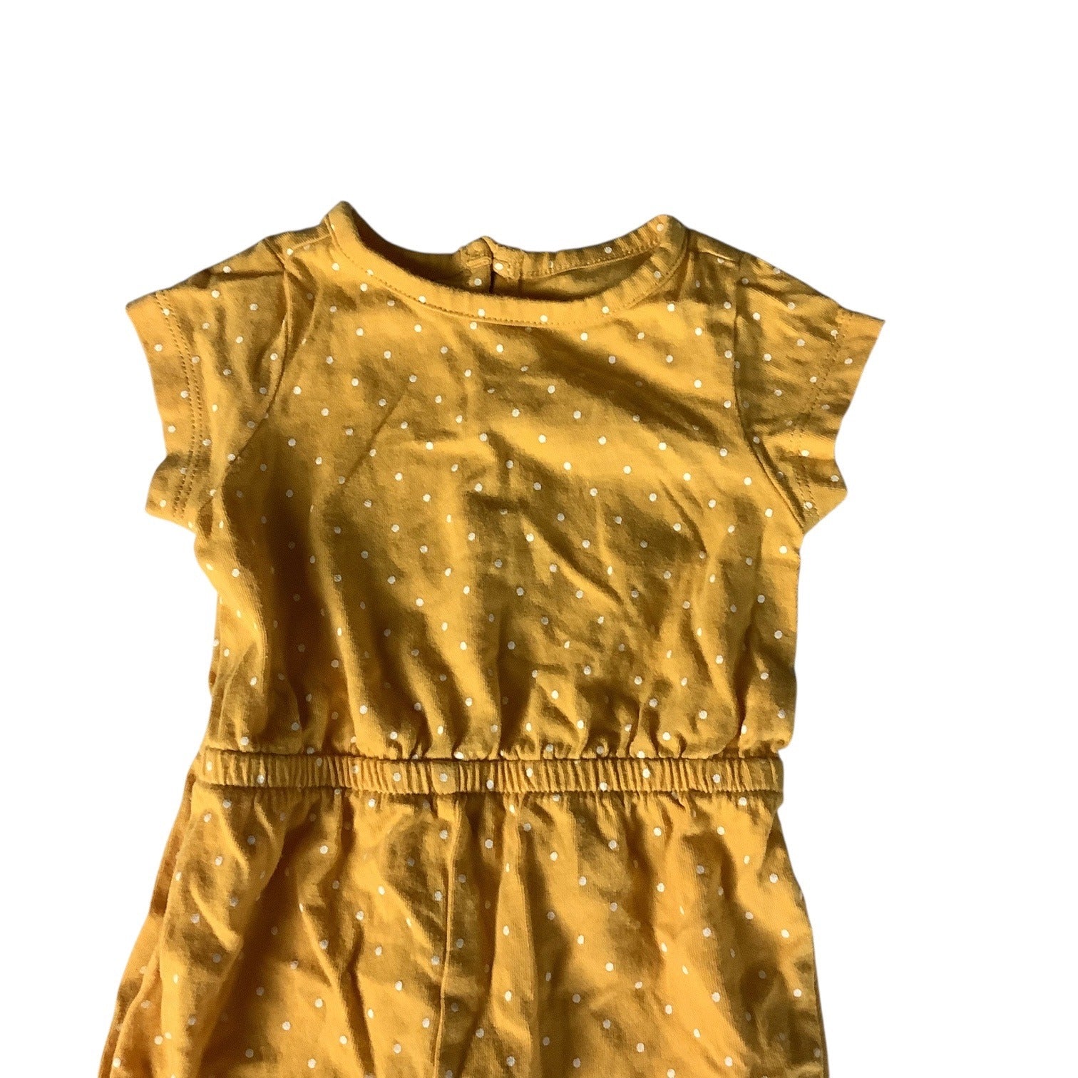 Old Navy Baby Girls Jumpsuit Yellow White Polka Dots Short Sleeve 0-3M One Piece