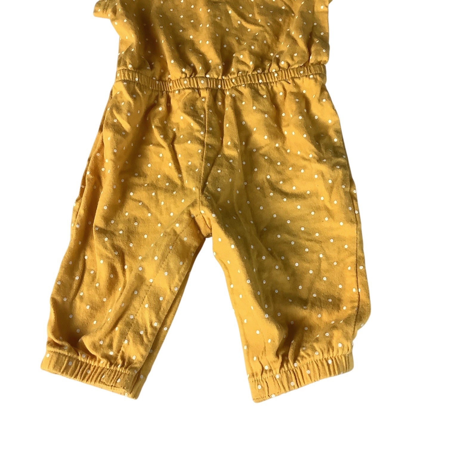 Old Navy Baby Girls Jumpsuit Yellow White Polka Dots Short Sleeve 0-3M One Piece