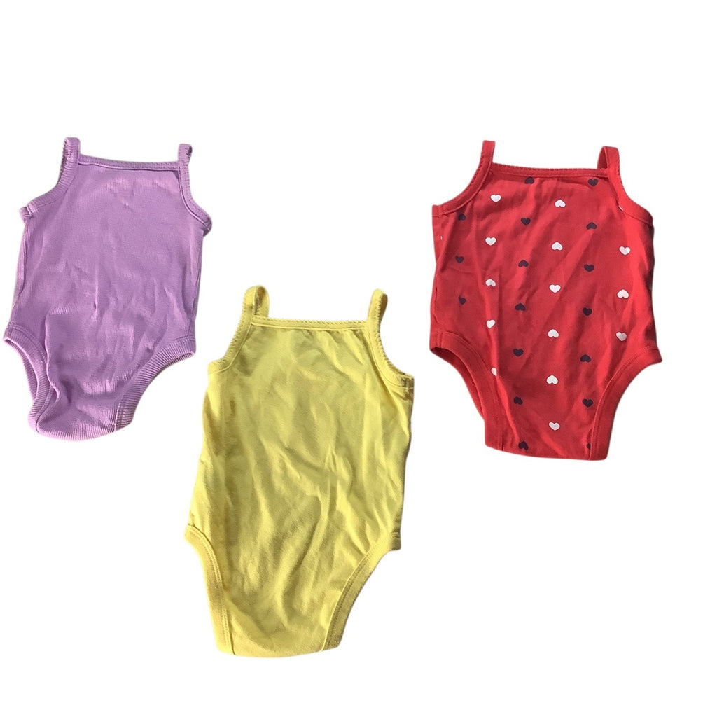 Garanimals Lot of 3 Baby Girl Bodysuit Size 0-3M Purple Red Yellow Cotton Blend