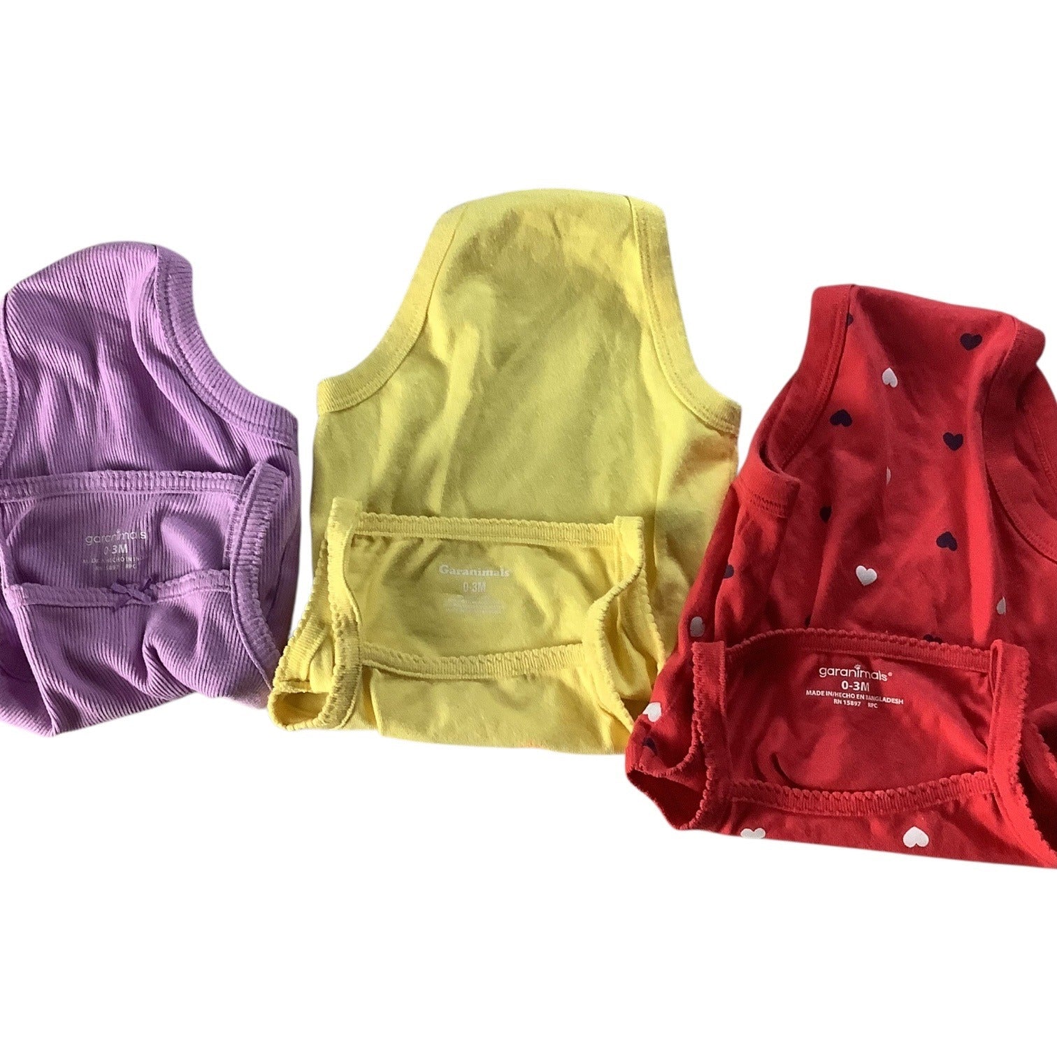 Garanimals Lot of 3 Baby Girl Bodysuit Size 0-3M Purple Red Yellow Cotton Blend