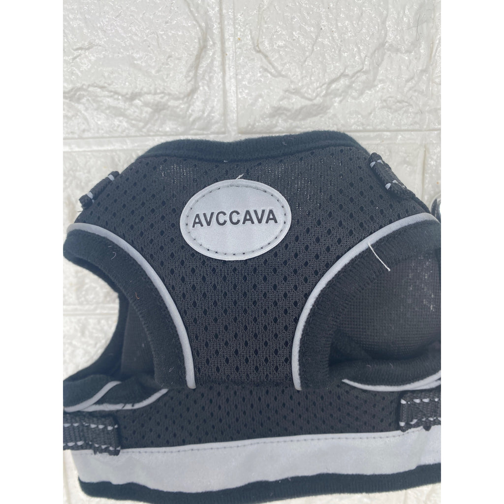 Pet Harness & Leash Set Adjustable Reflective Black & Gray Safety Vest Size M
