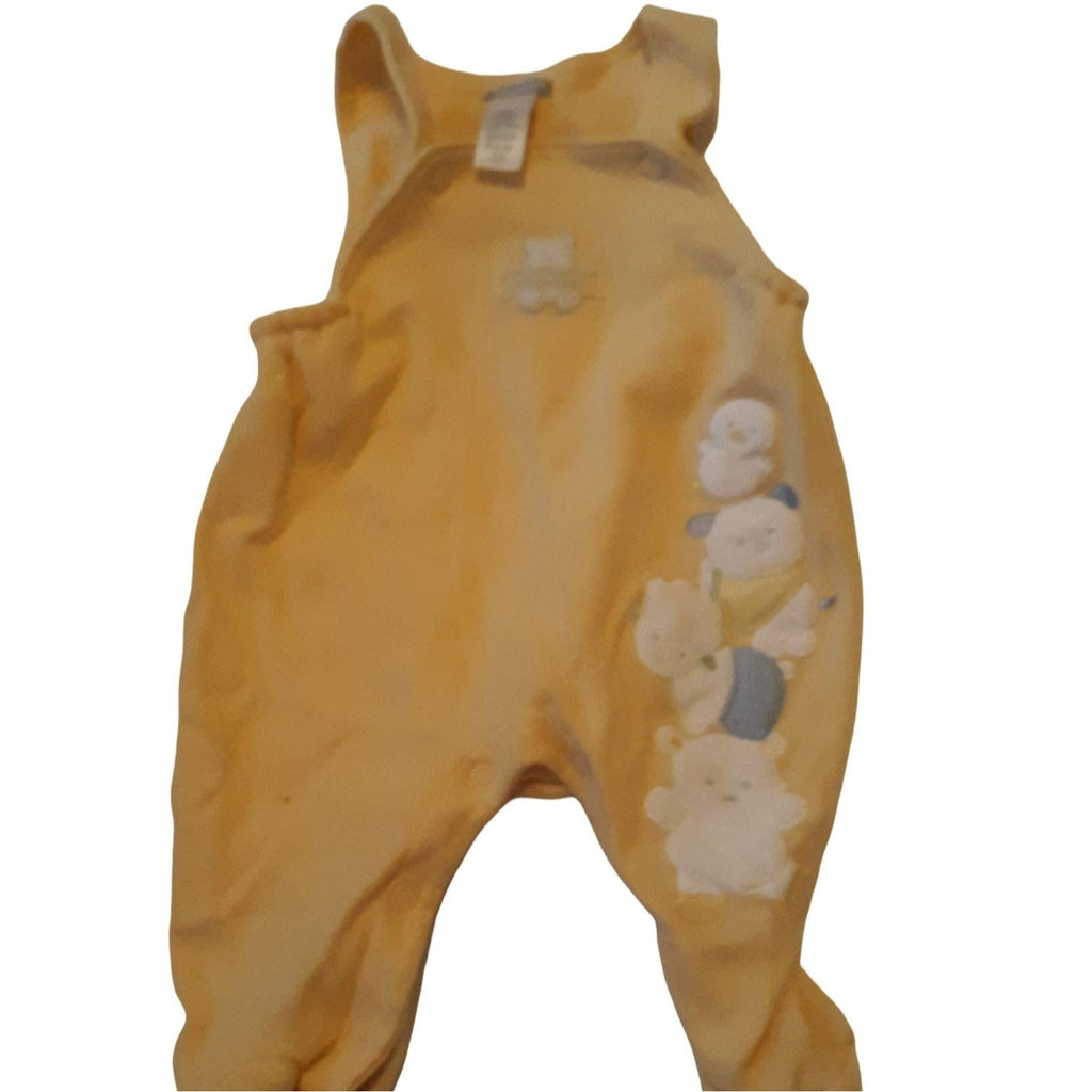 Carters Baby Girl One Piece Pajamas S 0-3M Yellow & White Animal Design Cotton