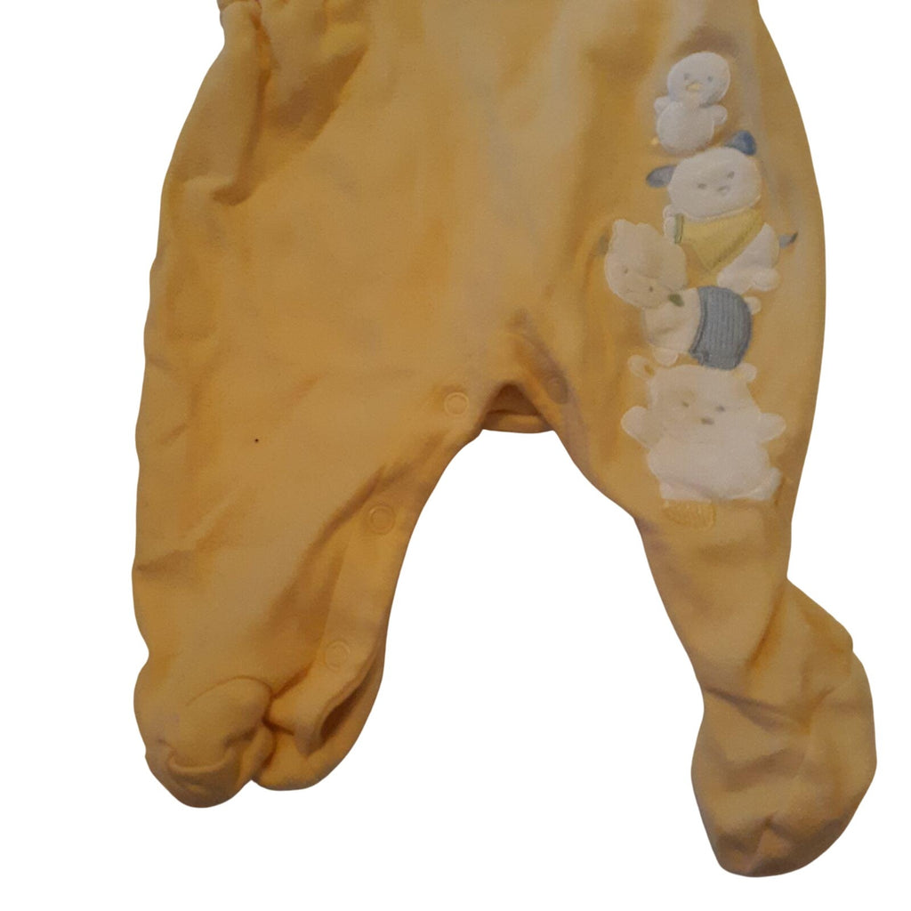 Carters Baby Girl One Piece Pajamas S 0-3M Yellow & White Animal Design Cotton