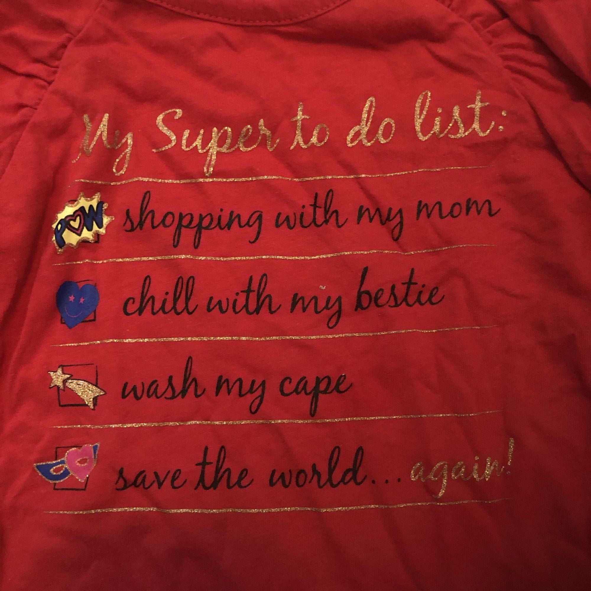 Epic Threads Girls Red Long Sleeve Shirt Quote My Super To Do List Size 2T