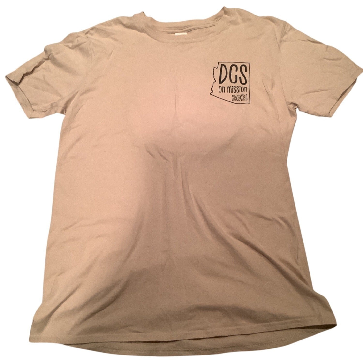 DCS 2021 On Mission Gildan Cream Graphic T-Shirt Size Large Softstyle Cotton