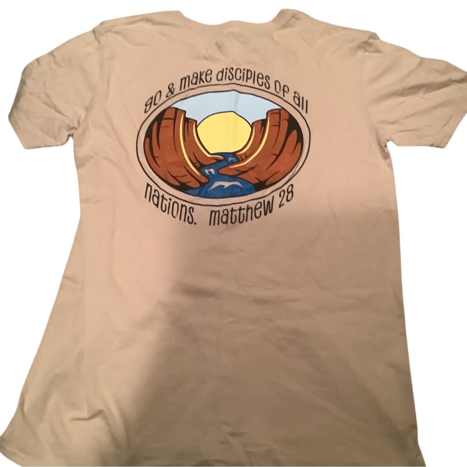 DCS 2021 On Mission Gildan Cream Graphic T-Shirt Size Large Softstyle Cotton