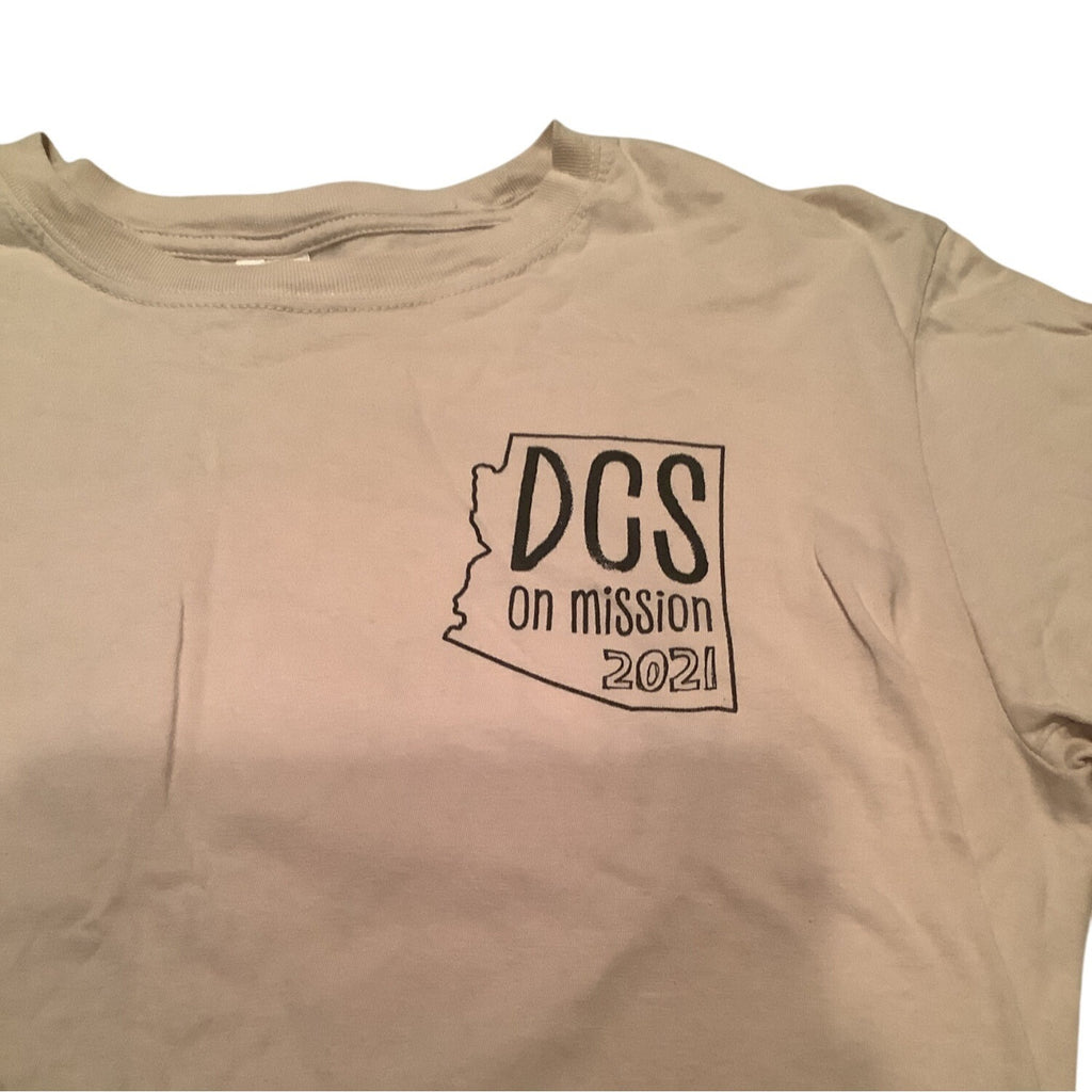 DCS 2021 On Mission Gildan Cream Graphic T-Shirt Size Large Softstyle Cotton