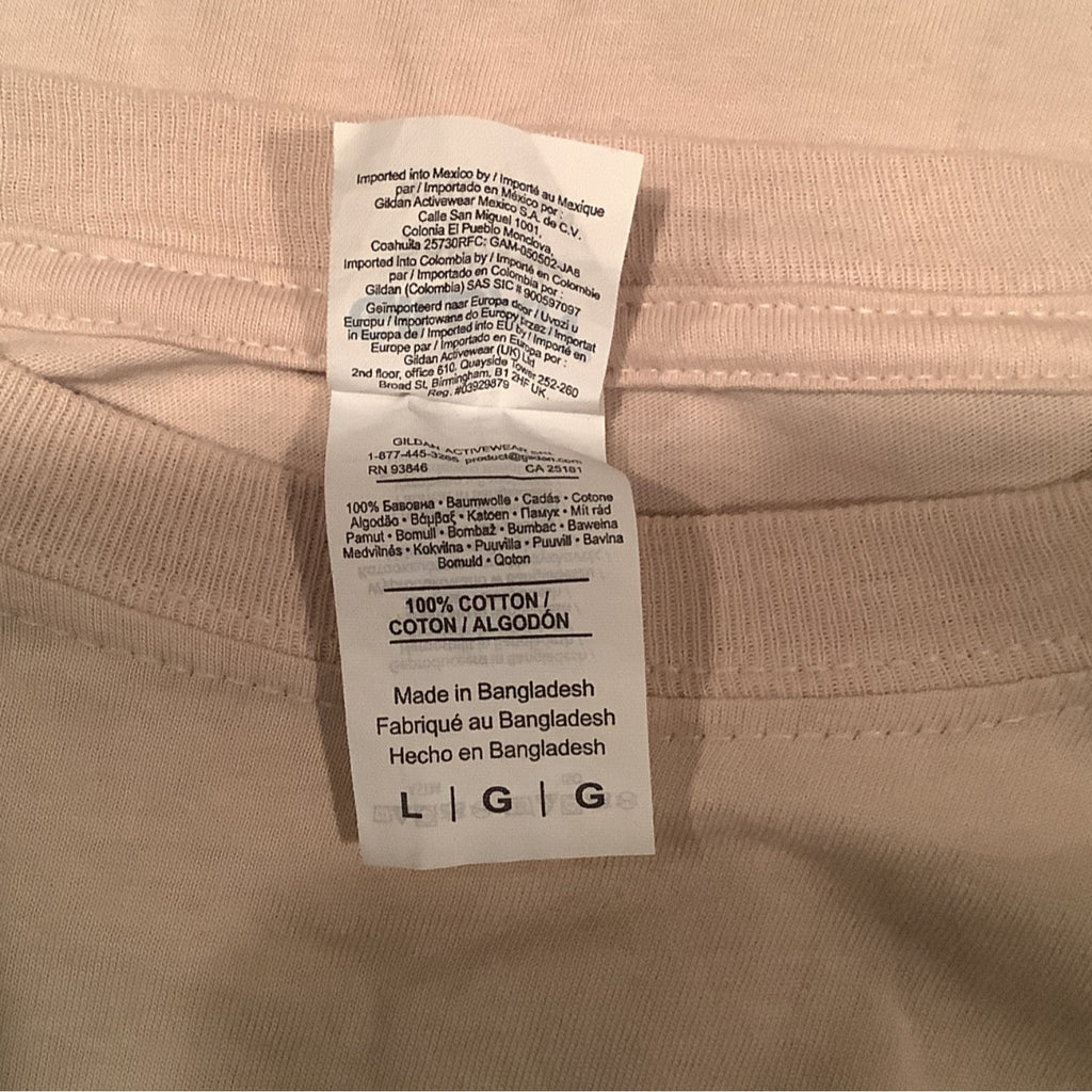 DCS 2021 On Mission Gildan Cream Graphic T-Shirt Size Large Softstyle Cotton