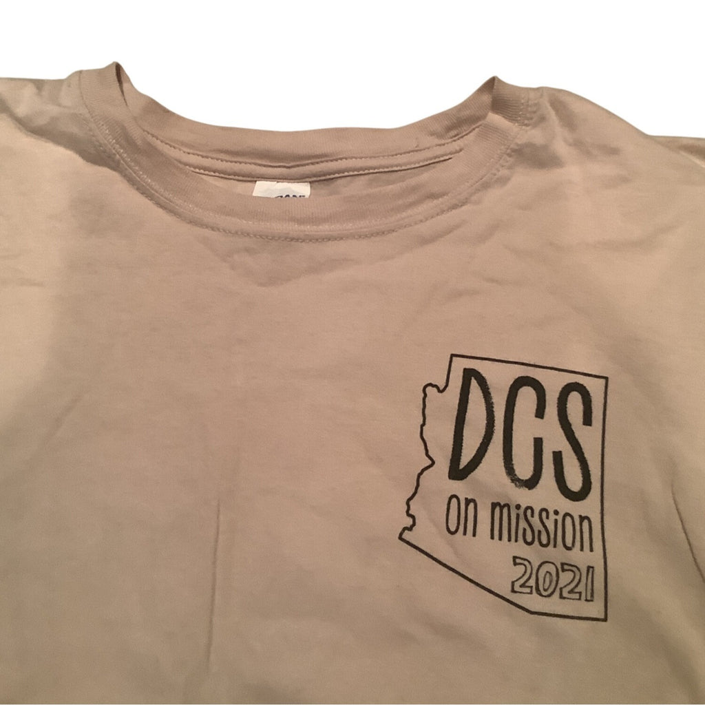 DCS 2021 On Mission Gildan Cream Graphic T-Shirt Size Large Softstyle Cotton
