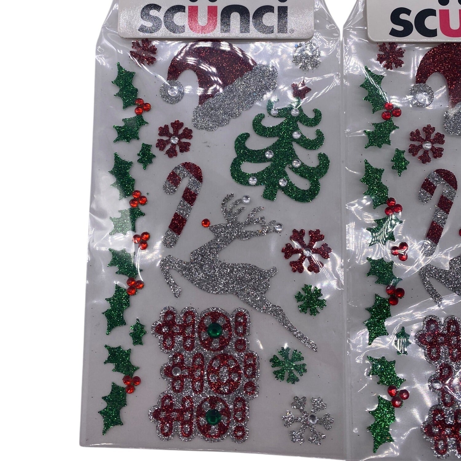 Lot of 3 Scunci U Got This Christmas Stickers 53589P Glittery Holiday Designs