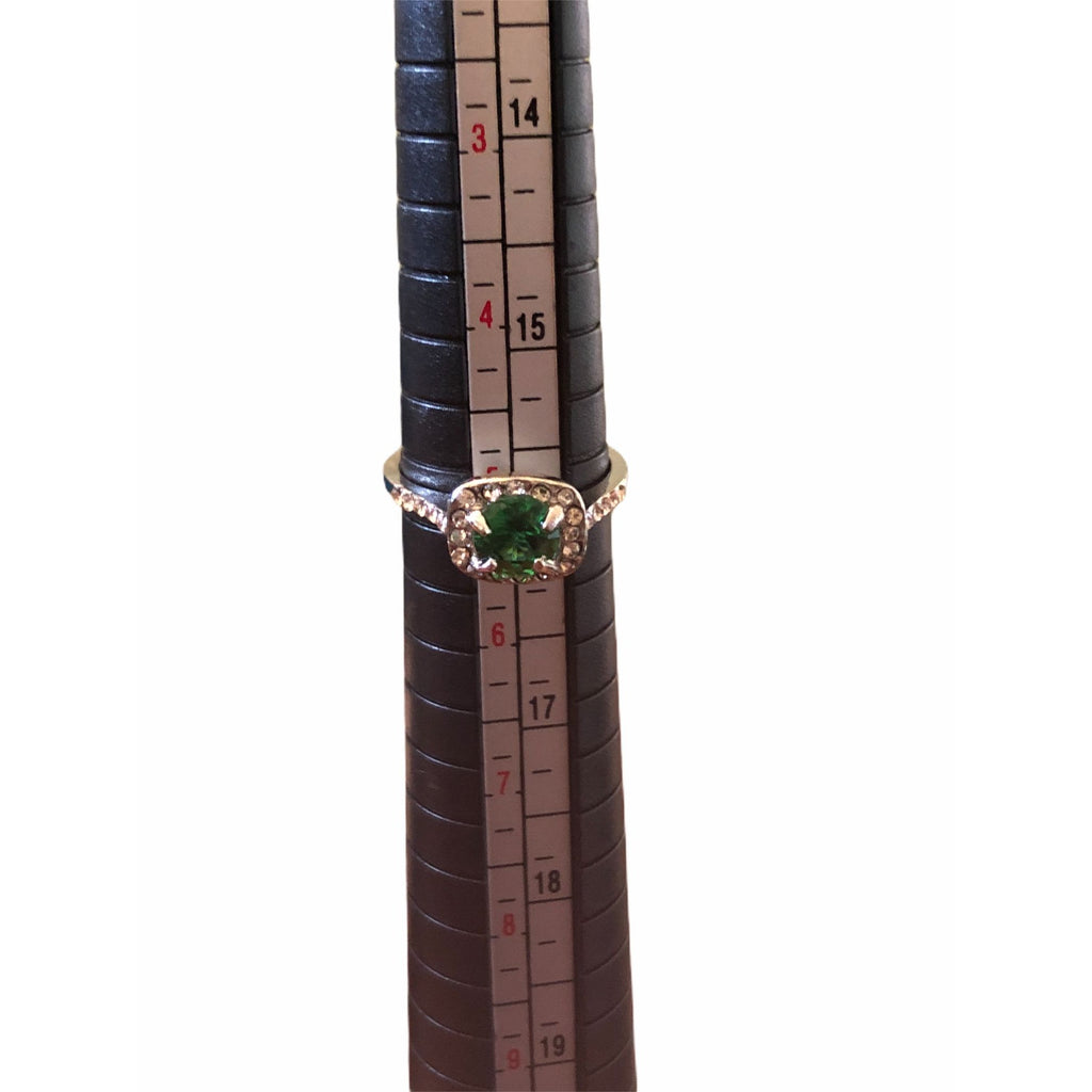 Elegant Women’s Sterling Silver Plated Zircon Bridal Wedding Ring Green CZ Size 6