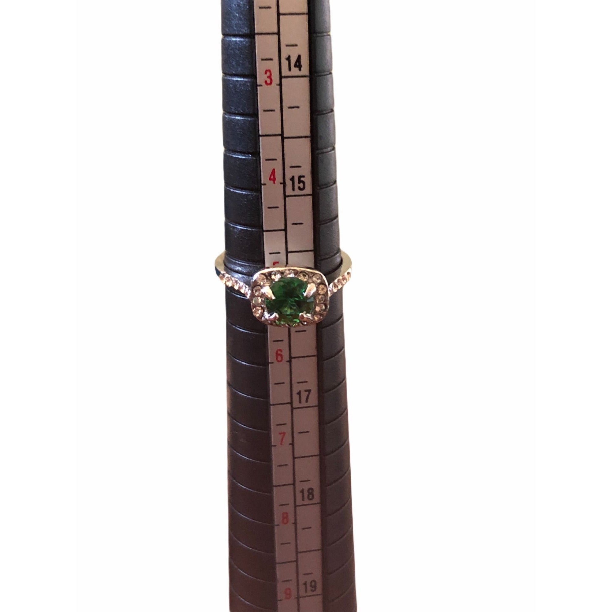 Elegant Women’s Sterling Silver Plated Zircon Bridal Wedding Ring Green CZ Size 6