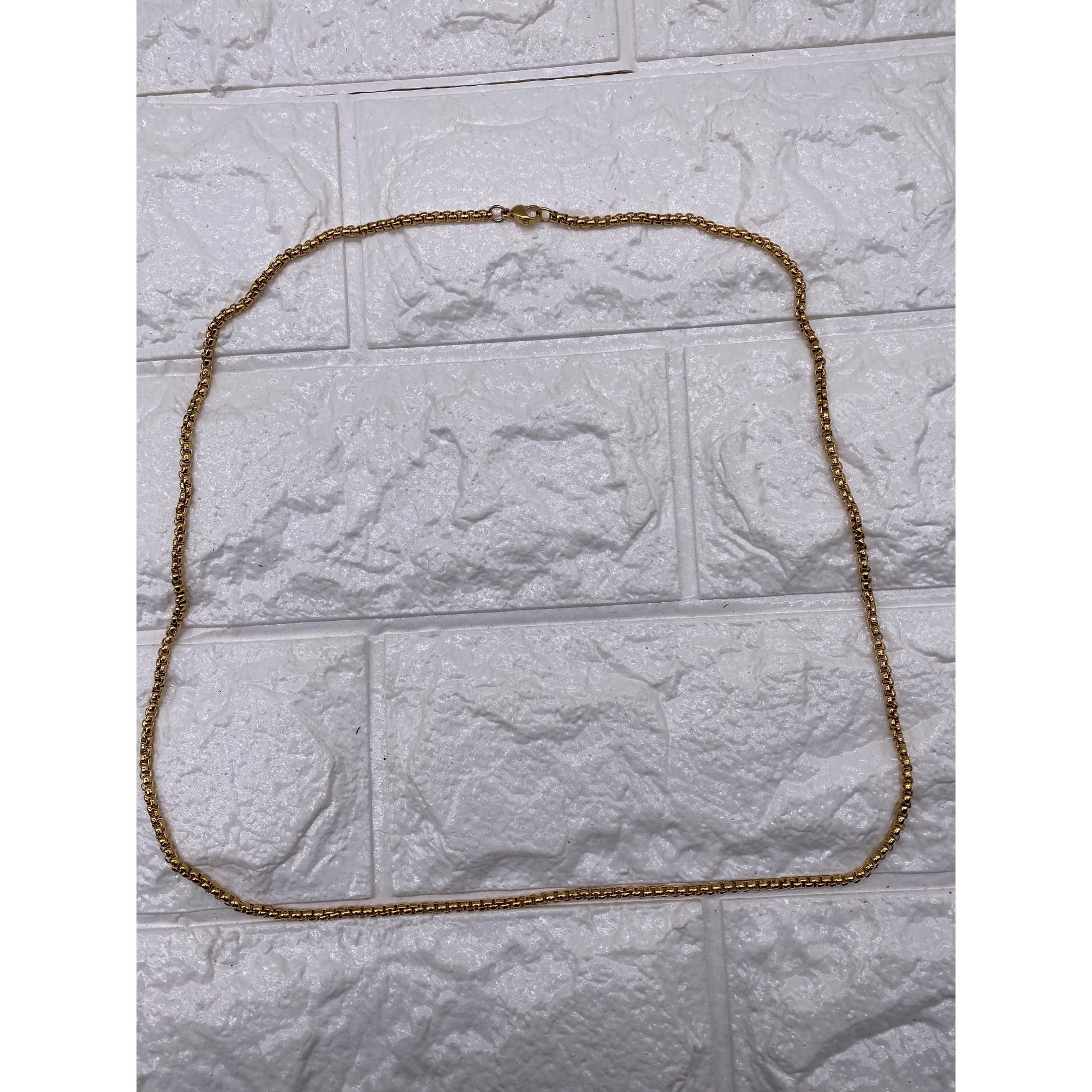 Corn Chain Titanium Steel Necklace Gold Tone Unisex Fashion Jewelry